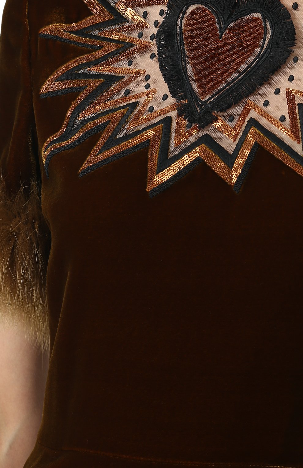 Бархатное платье с меховой отделкой FENDI, арт. FD9653 A3MT, фото 5