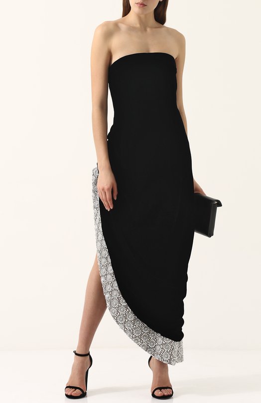 Шелковое платье-бюстье асимметричного кроя Oscar de la Renta Чёрный, фото 2