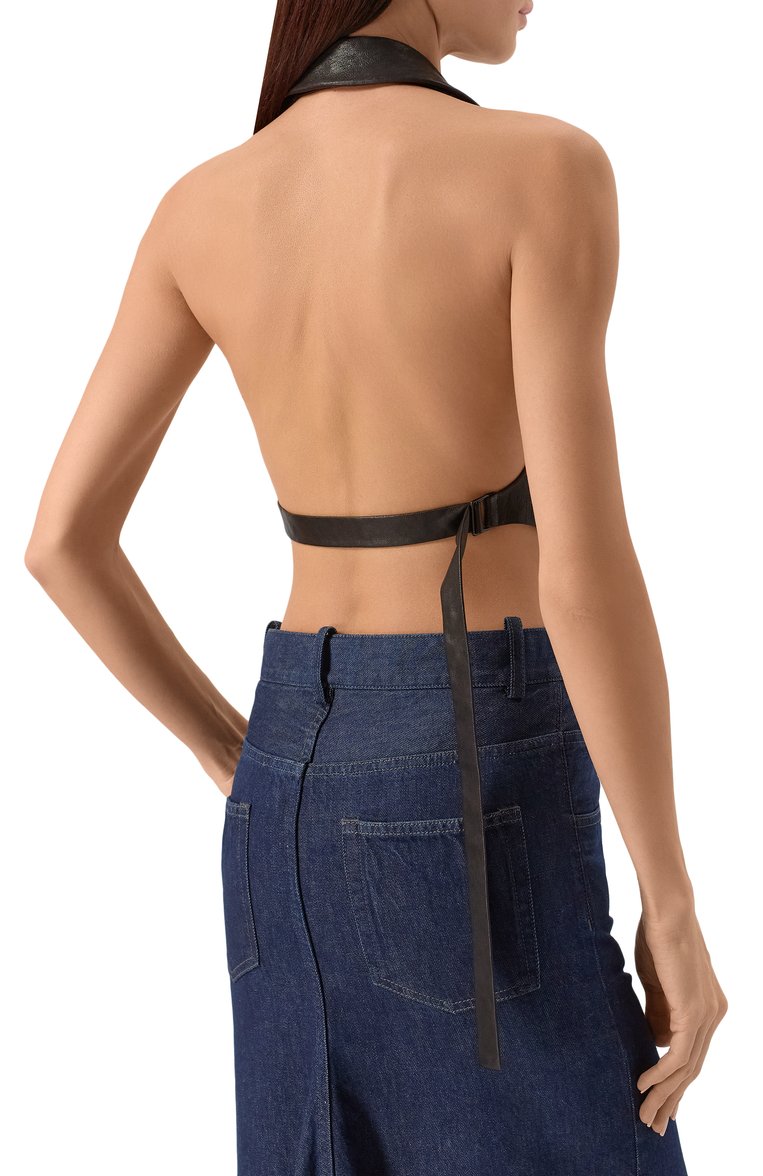 Женский кожаный жилет ANN DEMEULEMEESTER черного цвета, арт. B0012418/LT151 | Фото 4 (Материал внешний: Натуральная кожа; Нос: Не проставлено; Женское Кросс-КТ: Жилет-одежда; Стили: Гранж)