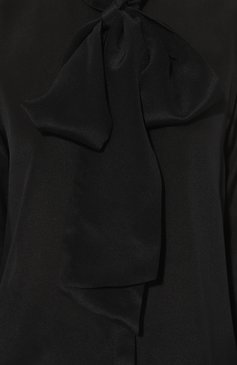 Женская шелковая блузка GOOROO черного цвета, арт. BL004-2000-900-FW24 | Фото 5 (Материал внешний: Шелк; Рукава: Длинные; Принт: Без принта; Длина (для топов): Стандартные; Материал сплава: Проставлено; Драгоценные камни: Проставлено; Стили: Романтичный; Женское Кросс-КТ: Блуза-одежда)