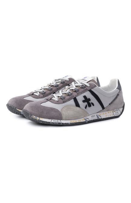 Мужские комби�нированные кроссовки jaky x PREMIATA серого цвета, арт. JACKY X/VAR 7498 | Фото 1 (Материал внешний: Текстиль, Натуральная кожа; Подошва: Плоская; Материал сплава: Проставлено; Драгоценные камни: Проставлено; Материал внутренний: Натуральная кожа)