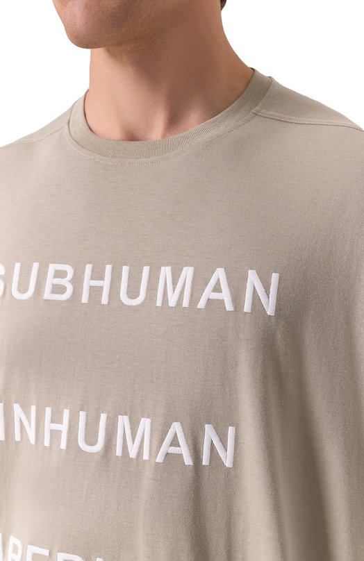 Хлопковая футболка Rick Owens x Champion Rick Owens CM01E1675/CHJG Бежевый  CM01E1675/CHJG Фото 5