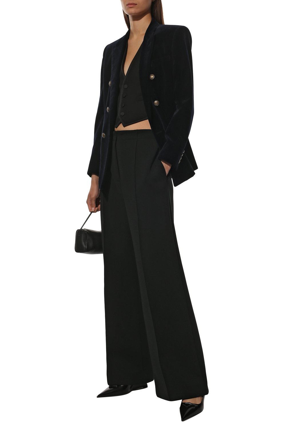 Бархатный жакет SAINT LAURENT темно-синего цвета по цене 299500 руб., арт. 564154/Y615W, фото 2 Бархатный жакет SAINT LAURENT, арт. 564154/Y615W, фото 2