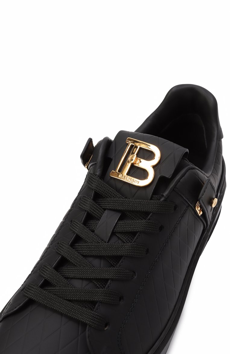 Женские кожаные кеды b-court b-buzz BALMAIN черного цвета, арт. EN1VI738/LCGD | Фото 7 (Материал внешний: Натуральная кожа; Материал внутренний: Натуральная кожа; Подошва: Платформа; Материал утеплителя: Без утеплителя; Кросс-КТ: Низкие; Стили: Кэжуэл)