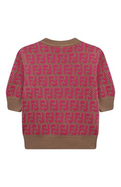 Детский пуловер из хлопка и шерсти FENDI розового цвета, арт. JFG134/A0BG/4-6 | Фото 2 (Материал внешний: Шерсть, Хлопок; Драгоценные камни: Проставлено; Материал сплава: Проставлено; Рукава: Короткие; Девочки Кросс-КТ: Пуловер-одежда)
