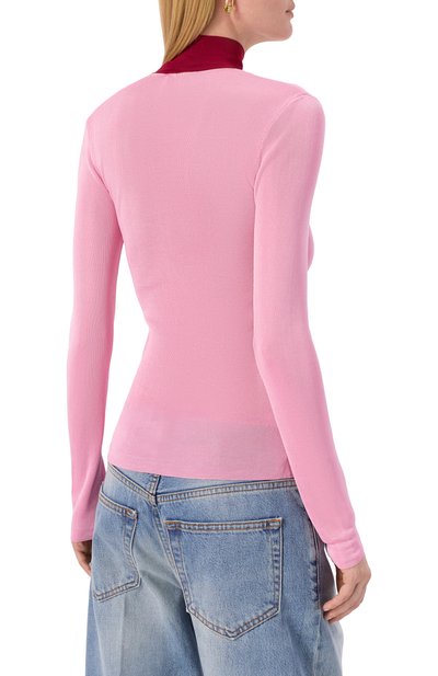 Водолазка из вискозы SELF-PORTRAIT розового цвета по цене 34850 руб., арт. PF25116TP, фото 4 Водолазка из вискозы SELF-PORTRAIT, арт. PF25116TP, фото 4