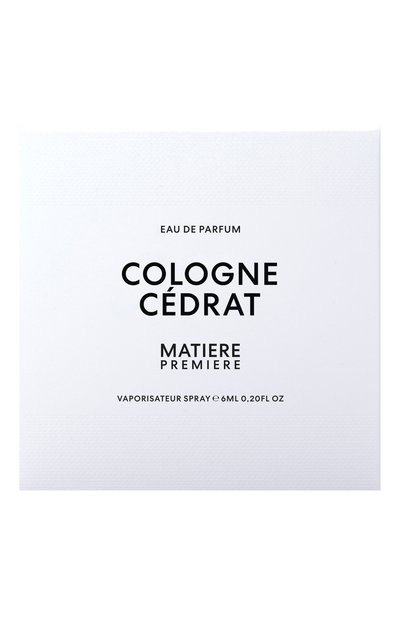 Парфюмерная вода cologne cedrat (6ml) MATIERE PREMIERE бесцветного цвета по цене 5950 руб., арт. 3770007317230, фото 4 Парфюмерная вода cologne cedrat (6ml) MATIERE PREMIERE, арт. 3770007317230, фото 4