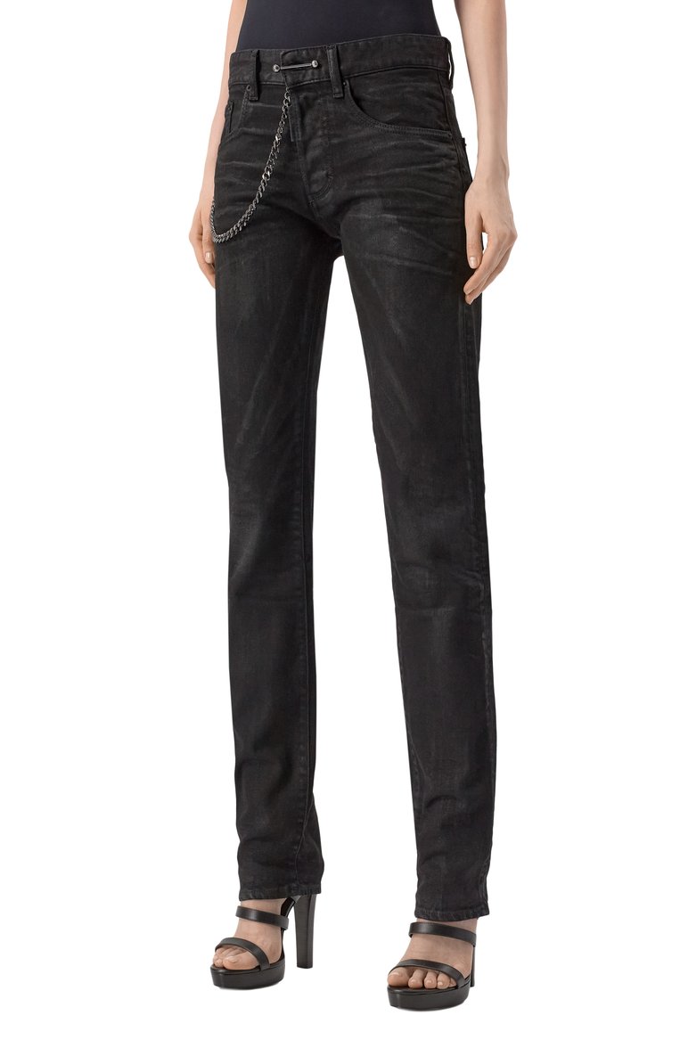 Женские джинсы DSQUARED2 черного цвета, арт. S72LB0863/S30564 | Фото 3 (Материал внешний: Хлопок, Деним; Длина (брюки, джинсы): Удлиненные; Детали: Декор; Силуэт Ж (брюки и джинсы): Узкие; Кросс-КТ: Деним; Стили: Кэжуэл)