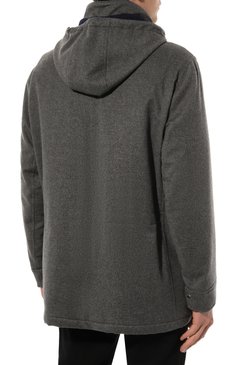 Мужская кашемировая куртка BRUNELLO CUCINELLI темно-серого цвета, арт. MM4006400 | Фото 4 (Рукава: Длинные; Материал внешний: Кашемир, Шерсть, Синтетический материал; Драгоценные камни: Проставлено; Материал сплава: Проставлено; Стили: Кэжуэл; Мужское Кросс-КТ: шерсть и кашемир, утепленные куртки; Материал подклада: Шелк; Длина (верхняя одежда): До середины бедра; Кросс-КТ: Утепленные)