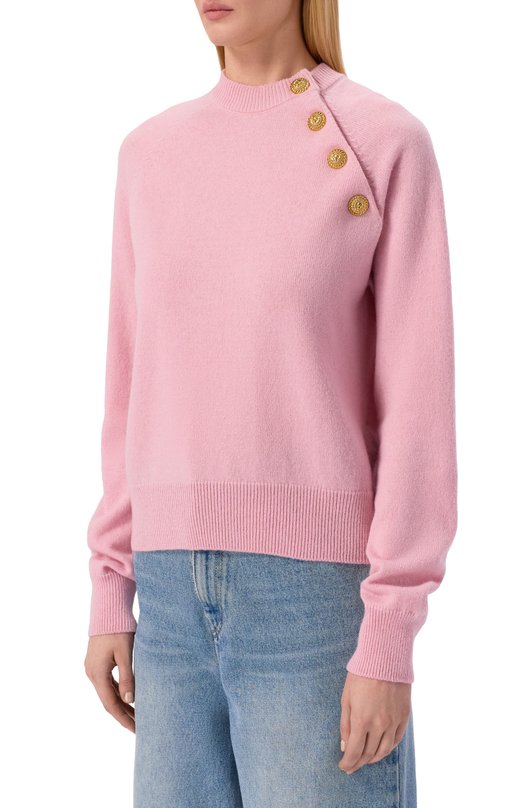 Пуловер из кашемира и шерсти Balmain GF1KA130/KI87 Розовый  GF1KA130/KI87 Фото 3