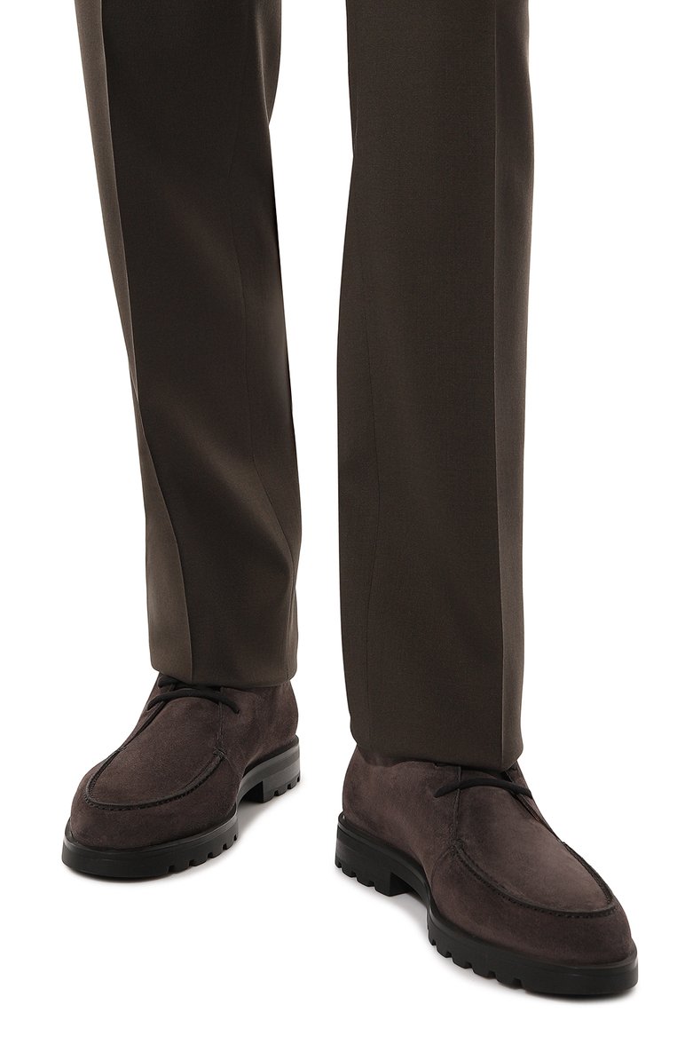 Мужские замшевые ботинки detroit SANTONI темно-серого цвета, арт. MGDG18609NE0BSU0 | Фото 3 (Мужское Кросс-КТ: Ботинки-обувь, Дезерты-обувь; Материал внутренний: Натуральная кожа; Материал сплава: Проставлено; Материал утеплителя: Без утеплителя; Подошва: Плоская; Драгоценные камни: Проставлено; Материал внешний: Замша)
