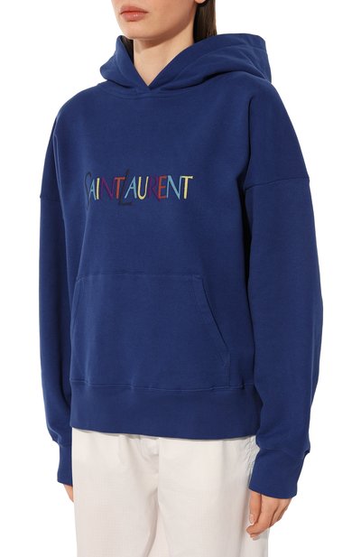 Хлопковое худи SAINT LAURENT синего цвета по цене 125000 руб., арт. 717847/Y37CG, фото 3 Хлопковое худи SAINT LAURENT, арт. 717847/Y37CG, фото 3