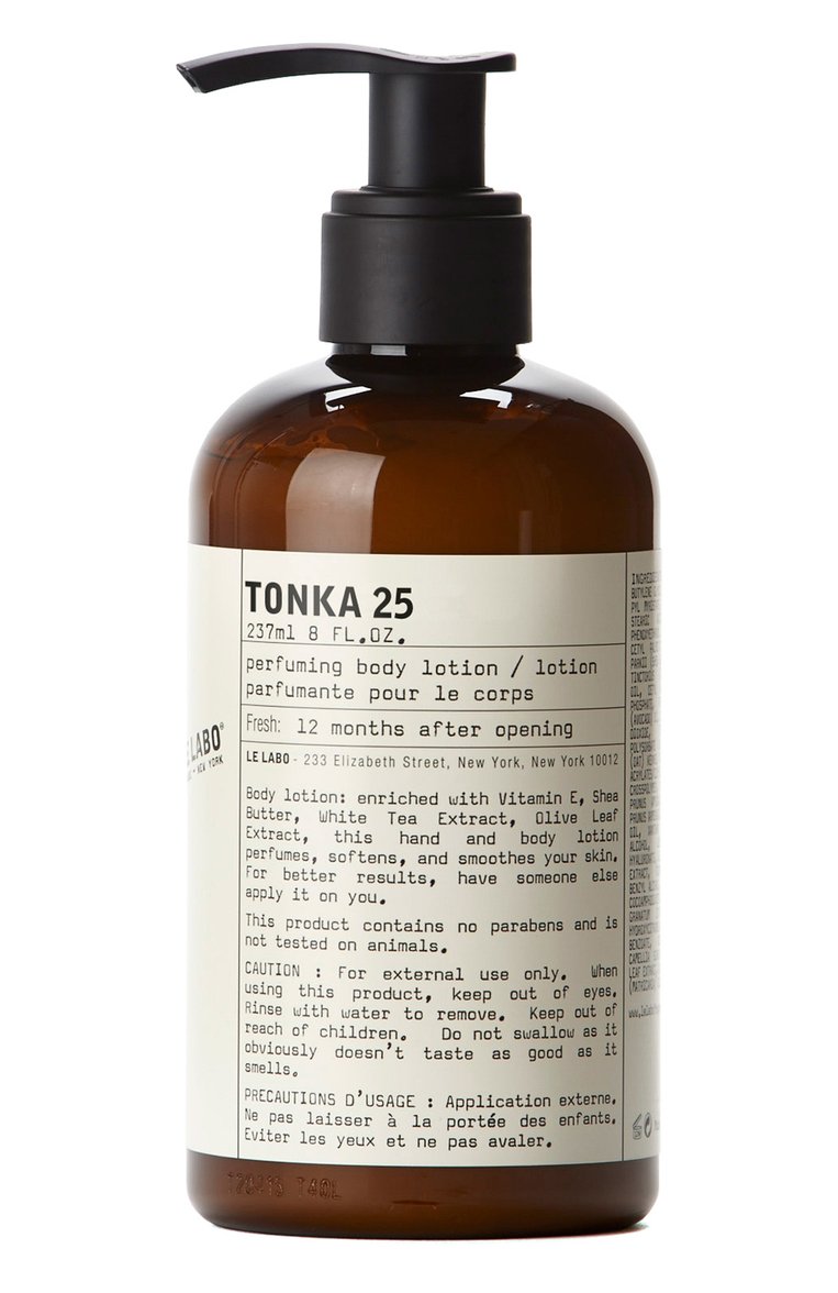 Лосьон для тела tonka 25 (237ml) LE LABO бесцветного цвета, арт. 842185118756 | Фото 1 (Тип продукта: Лосьоны; Назначение: Для тела; Региональные ограничения белый список (Axapta Mercury): Не проставлено; Нос: Не проставлено; Косметика кросс-кт: Уход У)