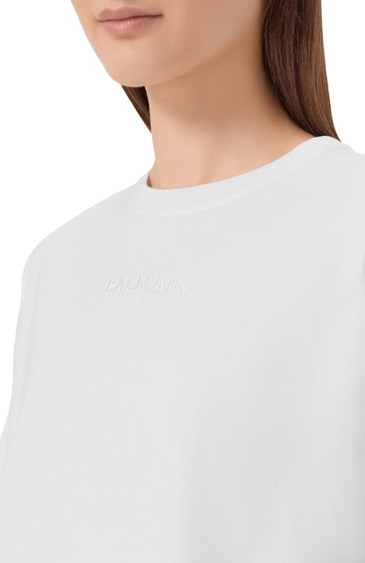 Хлопковая футболка Balmain GF0EE145/BD10 Белый  GF0EE145/BD10 Фото 5