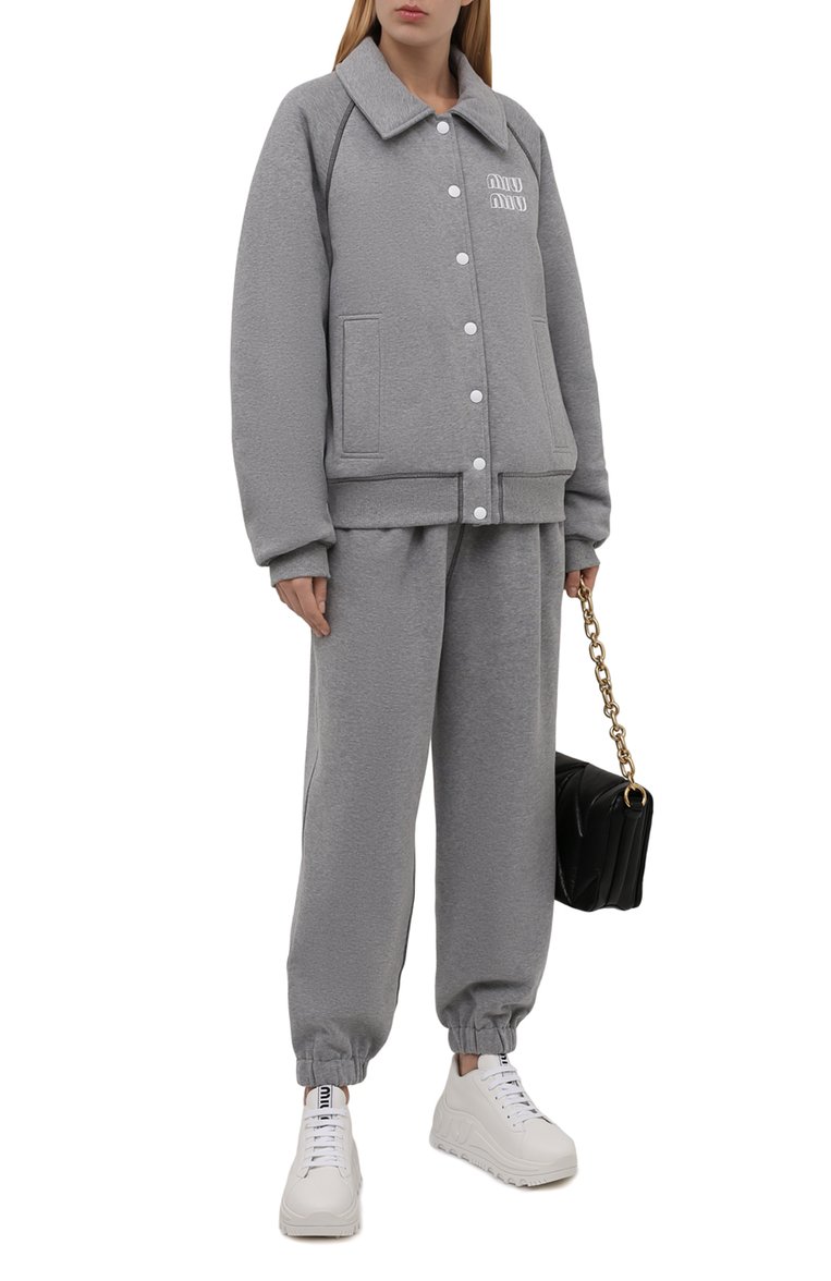 Хлопковые джоггеры MIU MIU, арт. MJP259-1Z4H-F0031, фото 1