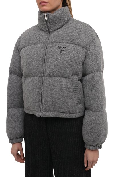 Пуховик из шерсти и кашемира PRADA серого цвета по цене 285000 руб., арт. P25I07-1Y02-F0031-211, фото 3 Пуховик из шерсти и кашемира PRADA, арт. P25I07-1Y02-F0031-211, фото 3