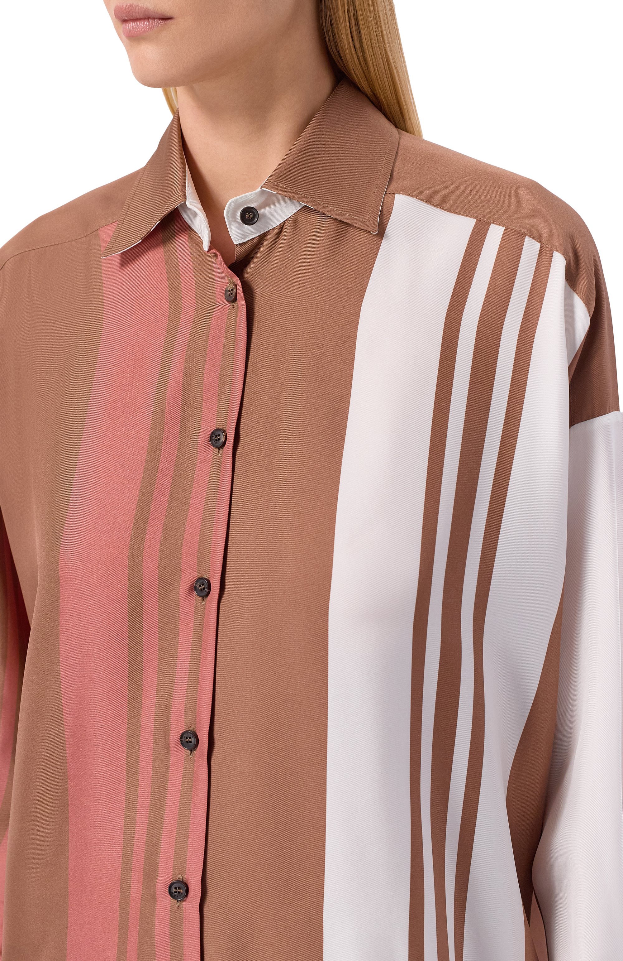 Шелковая рубашка KITON разноцветного цвета по цене 221500 руб., арт. D51402K0999G08, фото 5 Шелковая рубашка KITON, арт. D51402K0999G08, фото 5