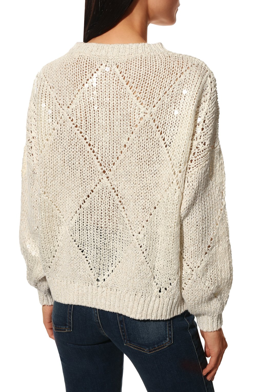 Пуловер из хлопка и льна BRUNELLO CUCINELLI, арт. MCY349100, фото 4