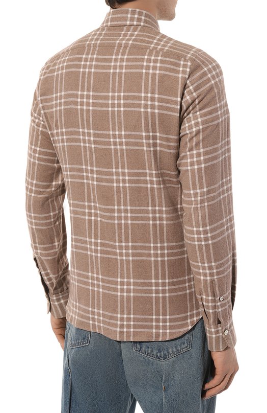 Хлопковая рубашка Kiton UCWMH0864901 Бежевый  UCWMH0864901 Фото 4