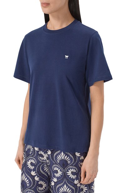 Хлопковая футболка WEEKEND MAX MARA синего цвета по цене 10450 руб., арт. WKDVENAC0, фото 3 Хлопковая футболка WEEKEND MAX MARA, арт. WKDVENAC0, фото 3