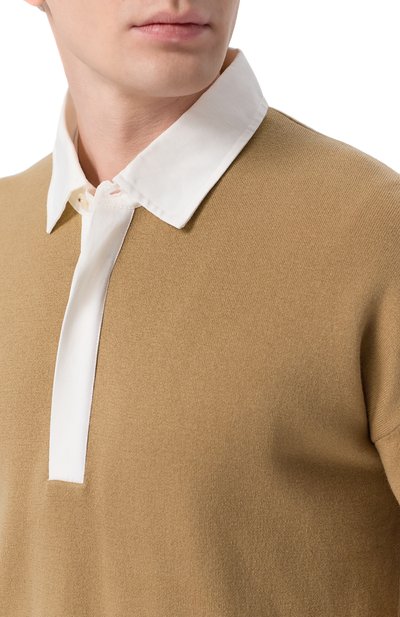 Поло из хлопка и шерсти BOSS темно-бежевого цвета по цене 34950 руб., арт. 50555127, фото 5 Поло из хлопка и шерсти BOSS, арт. 50555127, фото 5