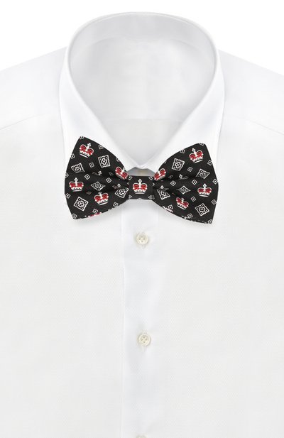 Шелковый галстук-бабочка DOLCE & GABBANA черно-белого цвета по цене 21850 руб., арт. GR053E/G0TDI, фото 2 Шелковый галстук-бабочка DOLCE & GABBANA, арт. GR053E/G0TDI, фото 2