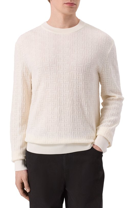Джемпер из шерсти и льна Balmain GH1KD000/KI03 Кремовый  GH1KD000/KI03 Фото 3