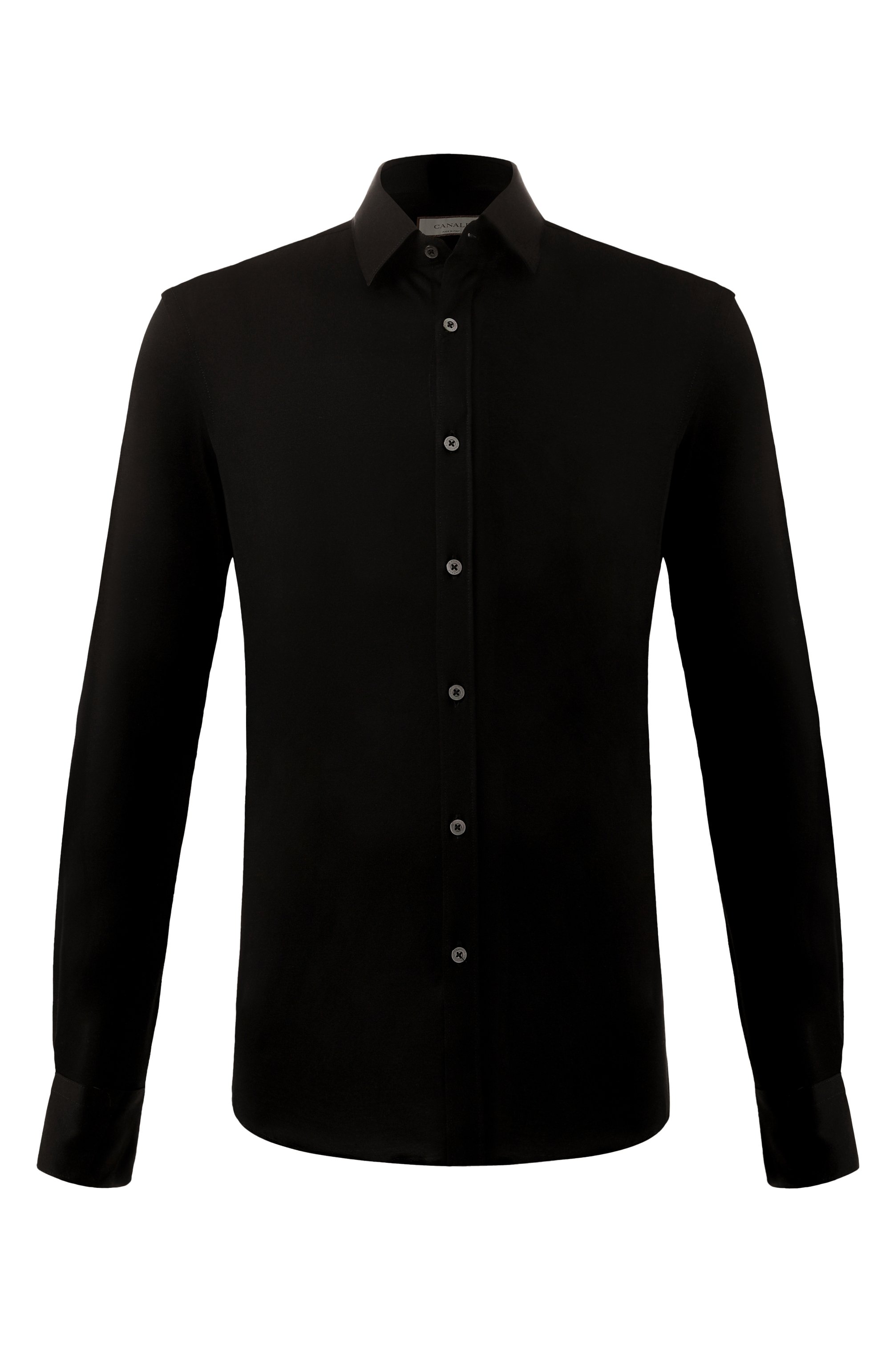 Хлопковая рубашка CANALI черного цвета по цене 33600 руб., арт. CSL7077/GN02310, фото 1 Хлопковая рубашка CANALI, арт. CSL7077/GN02310, фото 1