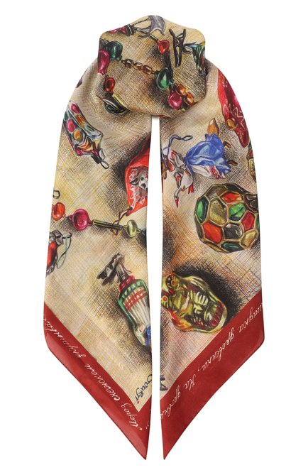 Женский шелковый платок новогодние игрушки GOURJI, арт. 91145437/6251172