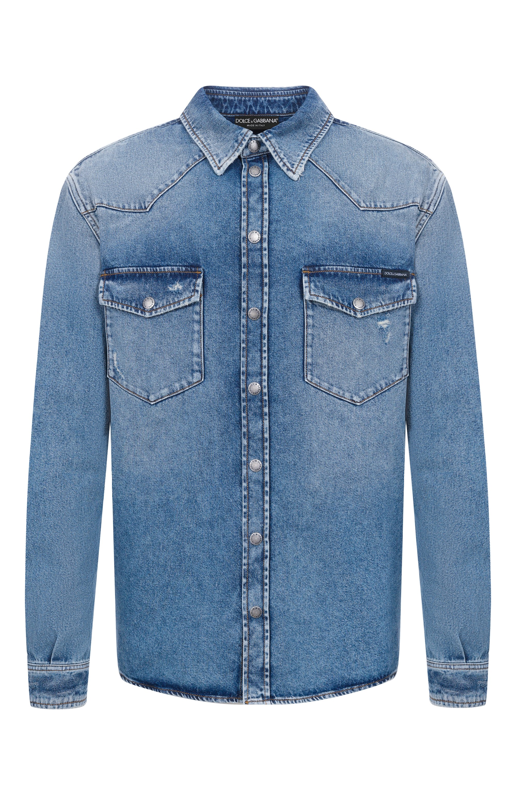 Джинсовая рубашка DOLCE & GABBANA синего цвета по цене 139500 руб., арт. G5MA1D/G80J2, фото 1 Джинсовая рубашка DOLCE & GABBANA, арт. G5MA1D/G80J2, фото 1