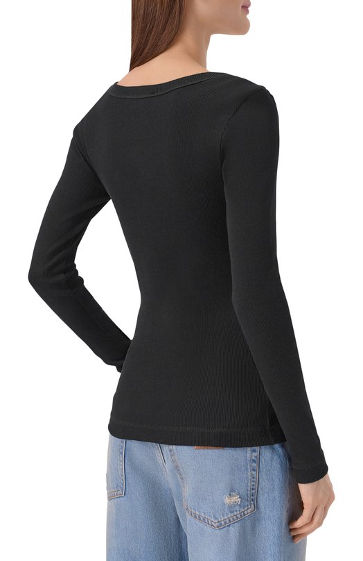 Хлопковый лонгслив-хенли Dolce & Gabbana F8W44T/FU7AV Чёрный  F8W44T/FU7AV Фото 4