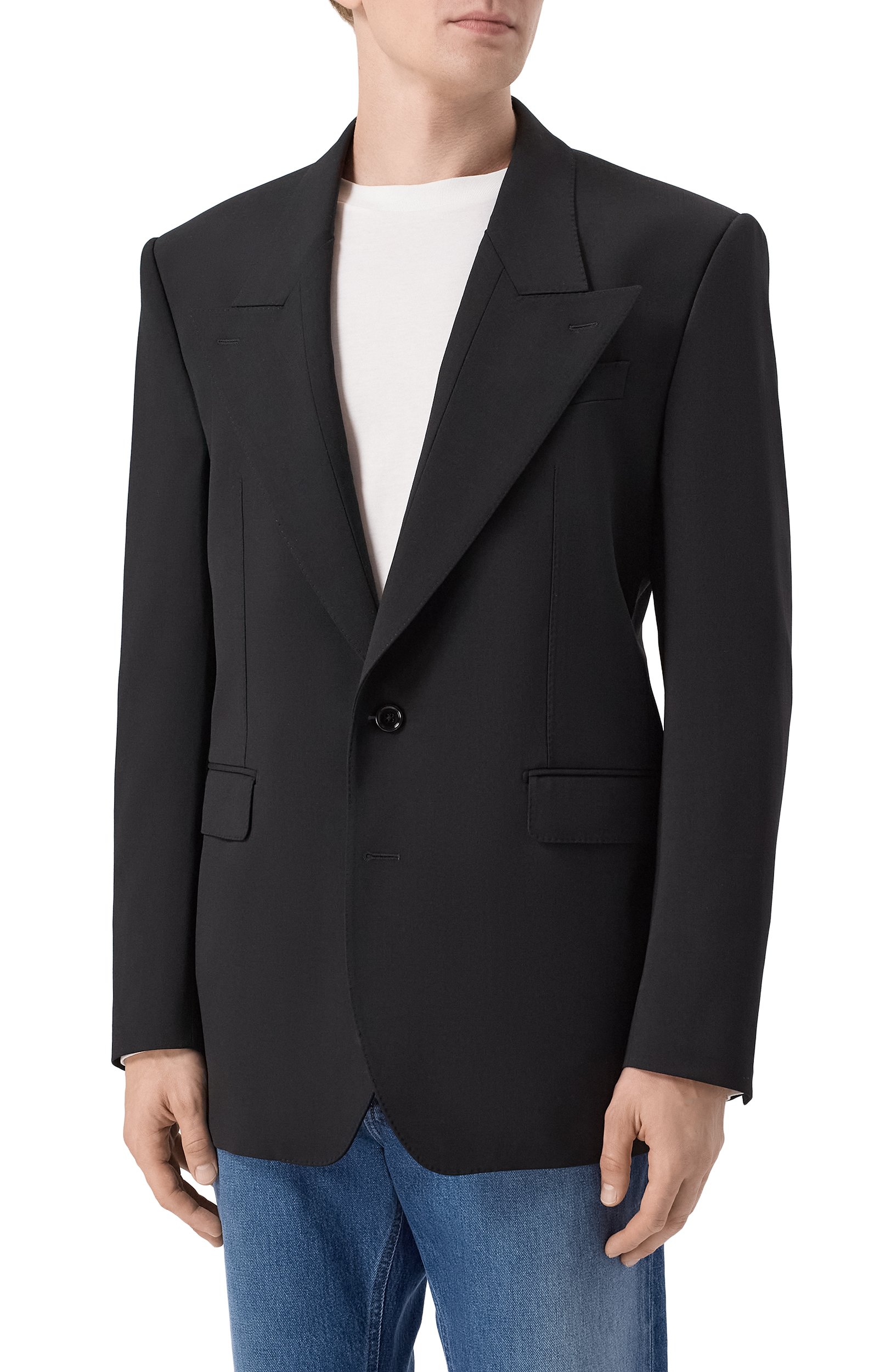 Шерстяной пиджак DOLCE & GABBANA черного цвета по цене 343500 руб., арт. G2WQ5T/FUBG3, фото 3 Шерстяной пиджак DOLCE & GABBANA, арт. G2WQ5T/FUBG3, фото 3