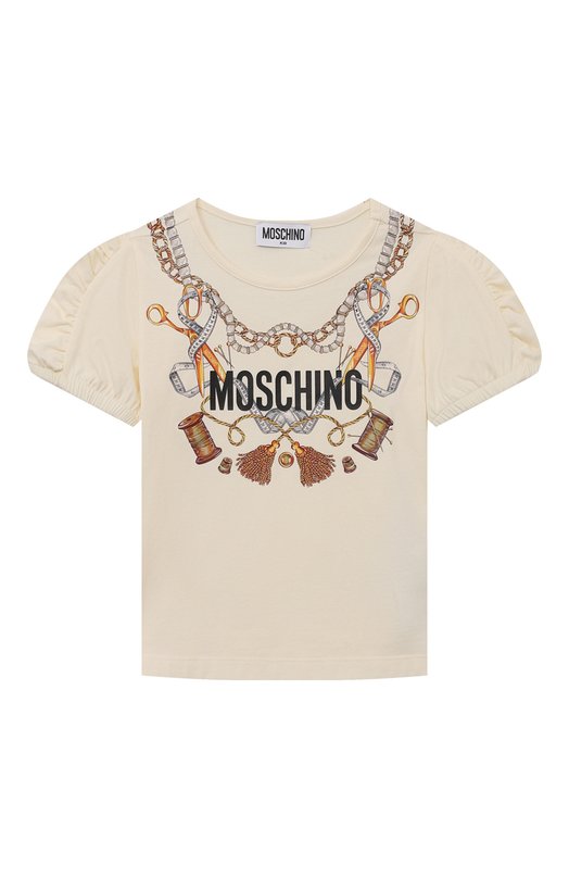 

Хлопковая футболка Moschino, Кремовый