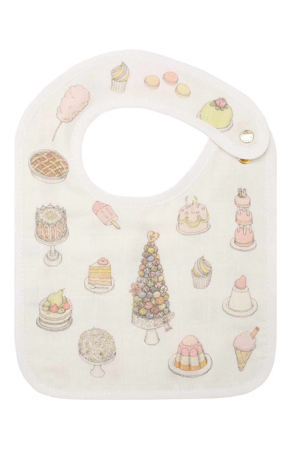 Хлопковый нагрудник ATELIER CHOUX, арт. SMALL BIB-SWEETIE PIE-G0LD SNAPS, фото 1