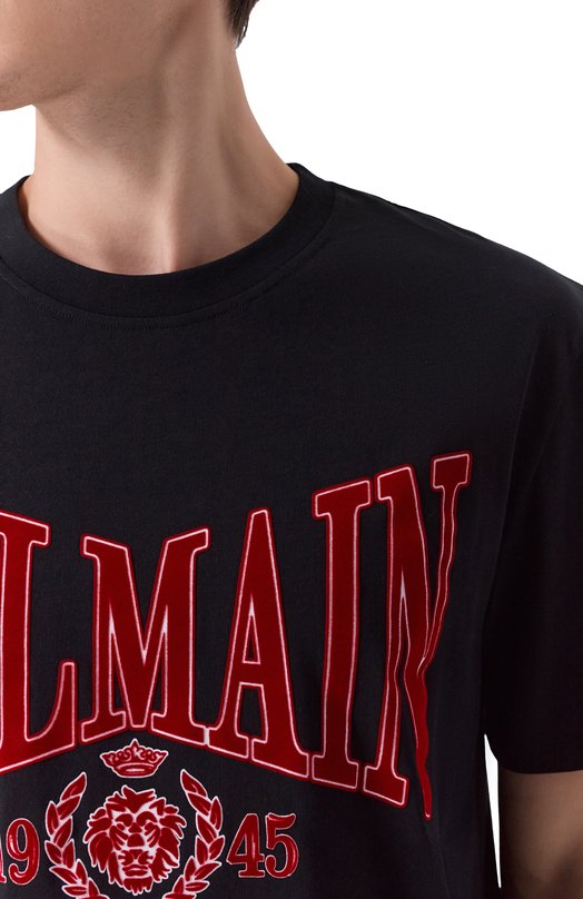 Хлопковая футболка Balmain FH0EG000/GF25 Чёрный  FH0EG000/GF25 Фото 5