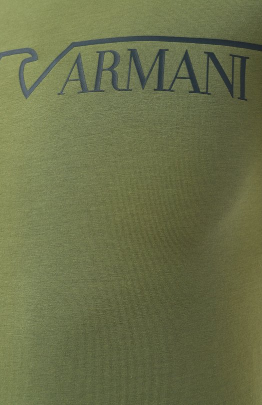 Хлопковая футболка Emporio Armani 111035/4F516 Хаки  111035/4F516 Фото 6