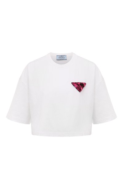 Женская хлопковая футболка PRADA, арт. 3560AR-1ZVO-F0JUJ-212