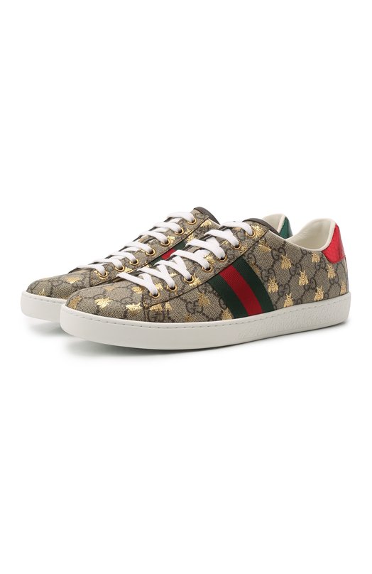 Комбинированные кеды New Ace Gucci 550051/9N050 Бежевый 550051/9N050