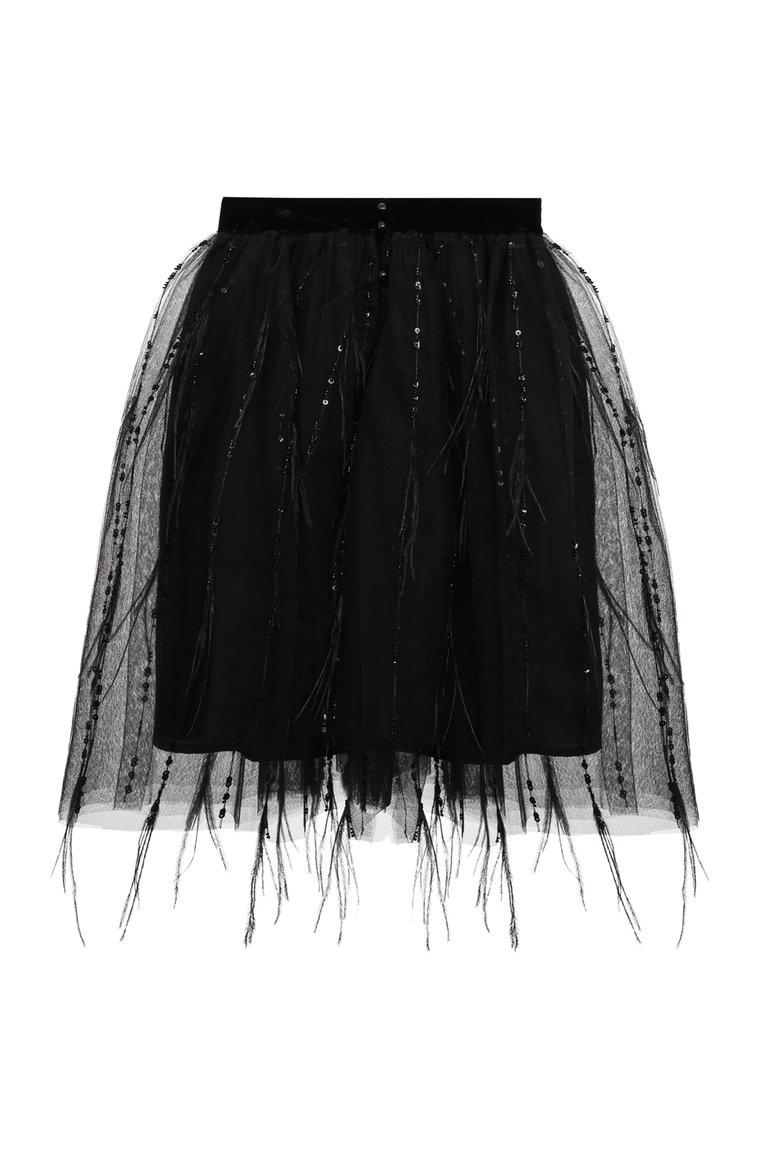 Детская юбка DESIGNERS CAT черного цвета, арт. 100000K01001271/KIKN0S SKIRT/10A-12A | Фото 2 (Нос: Не проставлено; Материал подклада: Хлопок; Материал внешний: Синтетический материал; Случай: Вечерний; Ростовка одежда: 12 лет | 152 см, 10 - 11 лет | 140 - 146см)