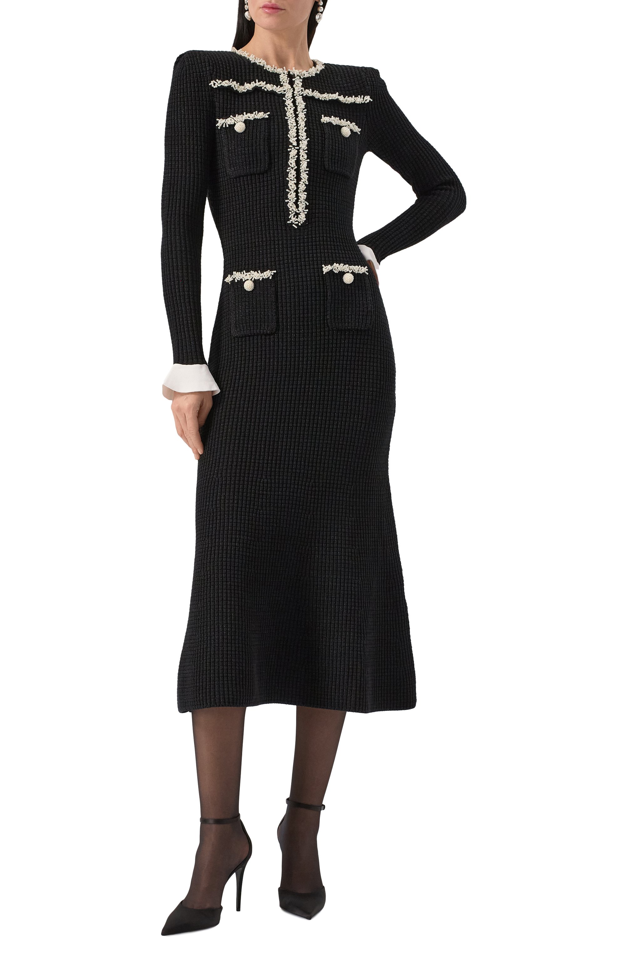 Платье SELF-PORTRAIT черного цвета по цене 67900 руб., арт. RS25-087M-B, фото 2 Платье SELF-PORTRAIT, арт. RS25-087M-B, фото 2