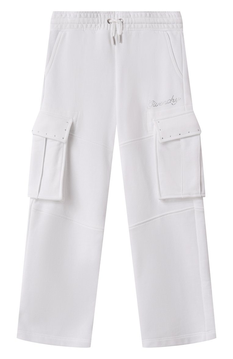 Детские хлопковые брюки-карго GIVENCHY белого цвета, арт. H30768 | Фото 1 (Нос: Не проставлено; Материал сплава: Проставлено; Девочки Кросс-КТ: Брюки-спорт; Случай: Повседневный; Материал внешний: Хлопок; Ростовка одежда: 12 лет | 152 см, 9 лет | 134 см, 5 лет | 110 см, 7 лет | 122 см, 13 - 15 лет | 158 см)