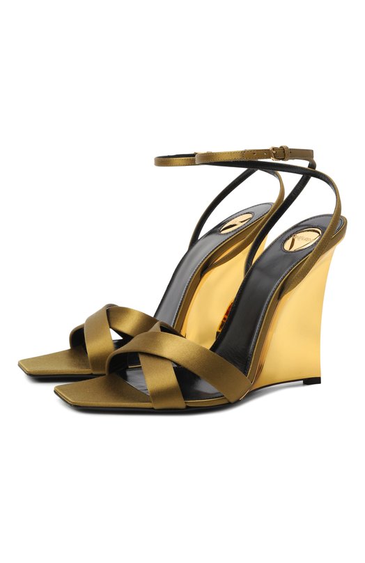Текстильные босоножки Lucienne 110 Saint Laurent 830287/9QNA0 Хаки 830287/9QNA0