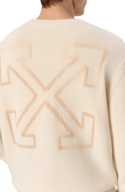 Шерстяной свитер OFF-WHITE кремового цвета по цене 93700 руб., арт. 0MHE087F26KNI0011, фото 5 Шерстяной свитер OFF-WHITE, арт. 0MHE087F26KNI0011, фото 5