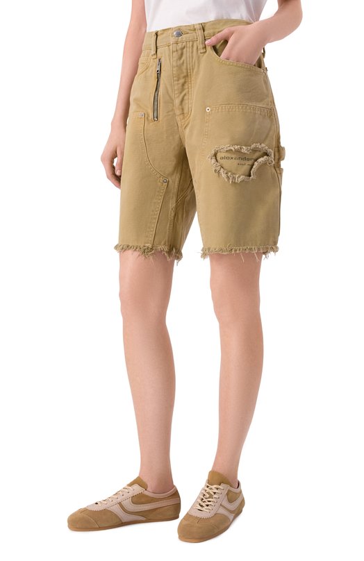 Хлопковые шорты Alexander Wang 4DC2264160 Хаки  4DC2264160 Фото 3