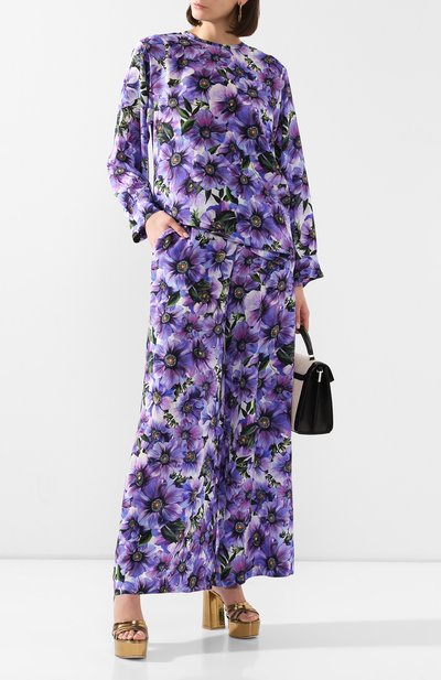 Шелковые брюки DOLCE & GABBANA фиолетового цвета по цене 125000 руб., арт. FTA0YT/IS1A1, фото 2 Шелковые брюки DOLCE & GABBANA, арт. FTA0YT/IS1A1, фото 2