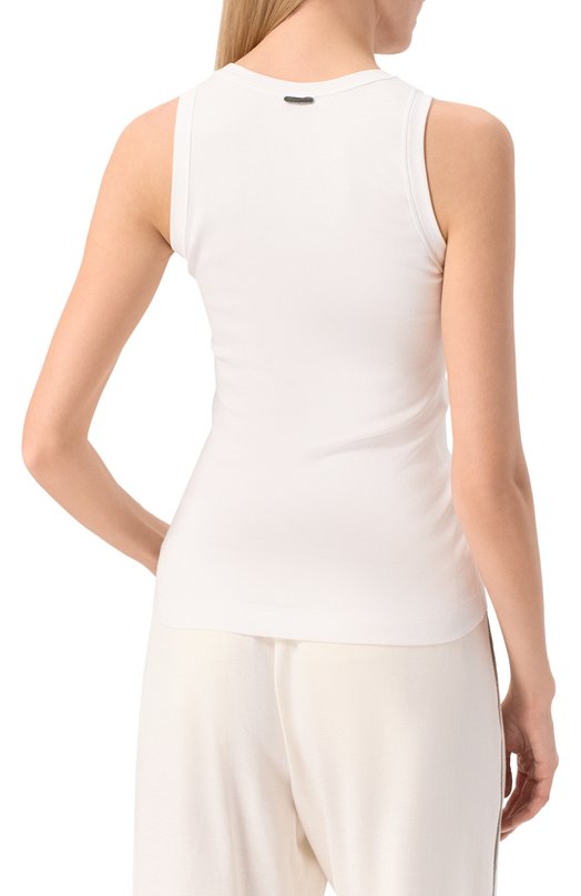 Хлопковая майка Brunello Cucinelli M0TC8FX230 Белый  M0TC8FX230 Фото 4