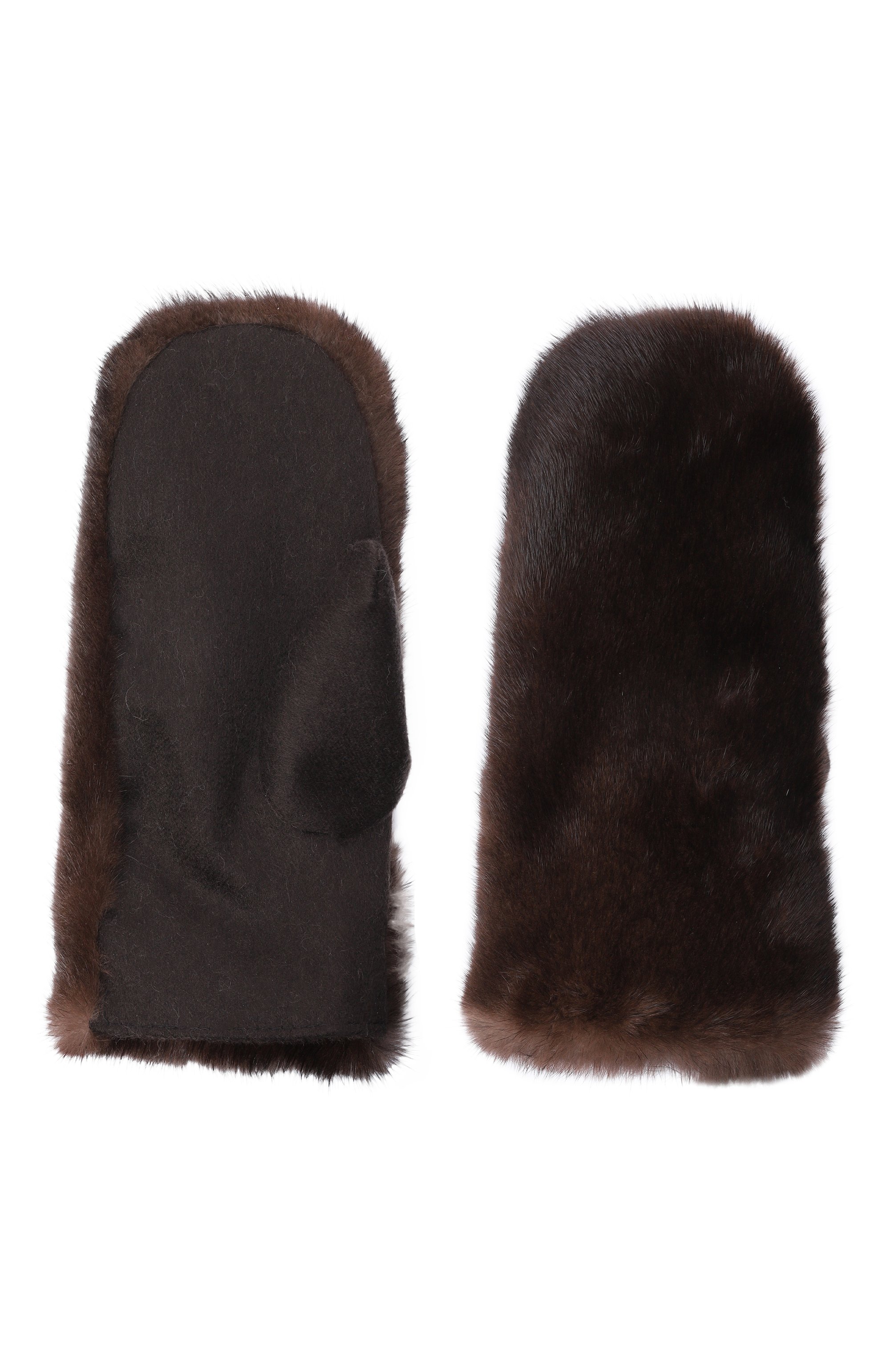 Меховые варежки из норки MVST, арт. MGL-02 MINK BROWN+CASHMERE, фото 2