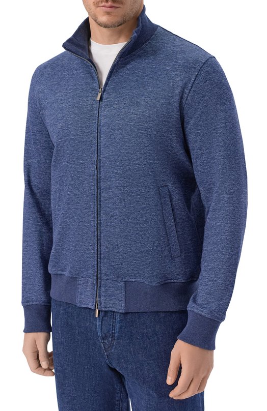 Толстовка изо льна и хлопка Andrea Campagna 20M466.ZQ00.CAMP. Синий  20M466.ZQ00.CAMP. Фото 3