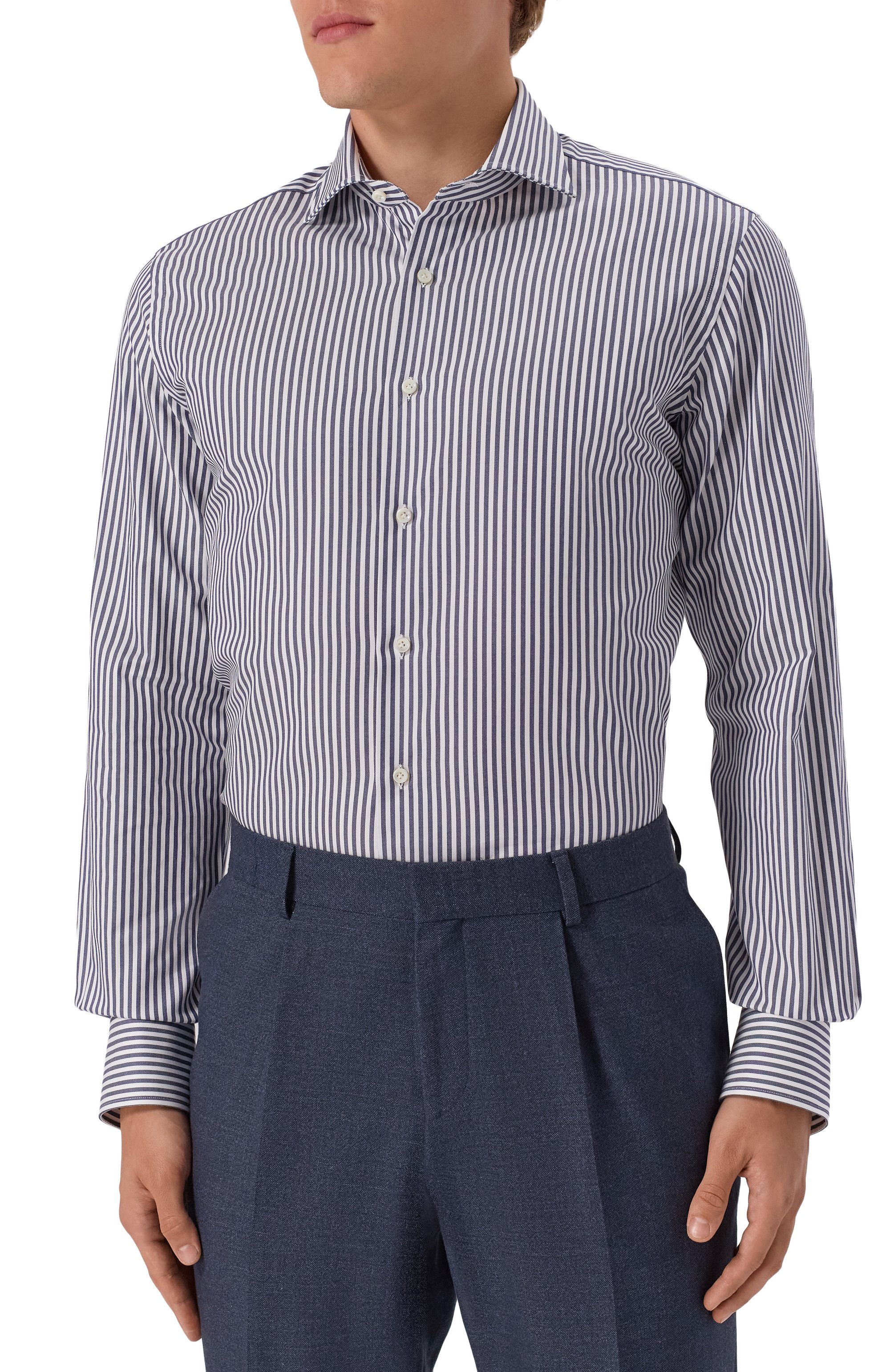 Хлопковая сорочка ALESSANDRO GHERARDI темно-синего цвета по цене 29950 руб., арт. BR1-3G-7T/7521, фото 3 Хлопковая сорочка ALESSANDRO GHERARDI, арт. BR1-3G-7T/7521, фото 3