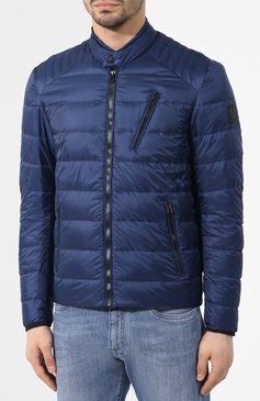 Мужская пуховая куртка BELSTAFF синего цвета, арт. 71020701/C50N0366 | Фото 3 (Материал внешний: Синтетический материал; Материал подклада: Синтетический материал; Мужское Кросс-КТ: Куртка-пуховая, Пуховик-верхняя одежда, Верхняя одежда; Рукава: Длинные; Длина (верхняя одежда): Короткие; Кросс-КТ: Куртка; Материал утеплителя: Пух и перо; Статус проверки: Проверена категория; Материал сплава: Проставлено; Драгоценные камни: Проставлено; Стили: Кэжуэл)